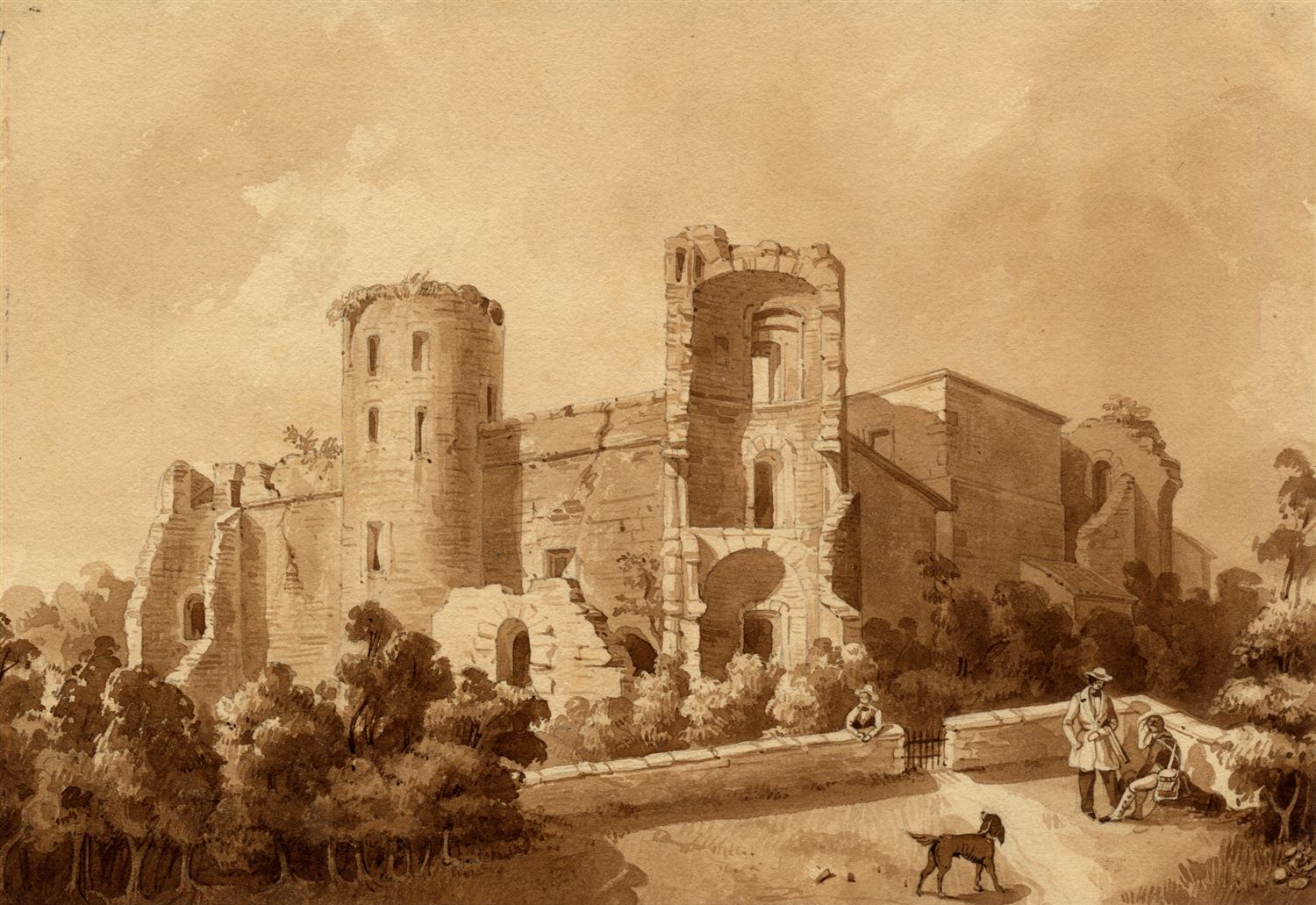 Gravure ancienne de la façade Sud du château